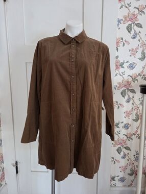 Poetry Long Line Cinched Corduroy Tunic Shirt